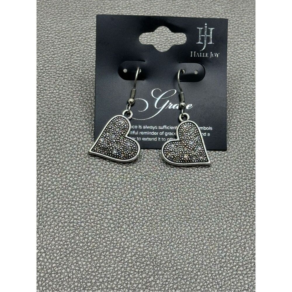 Halle Joy Grace Heart Marcasite Crystal Earrings